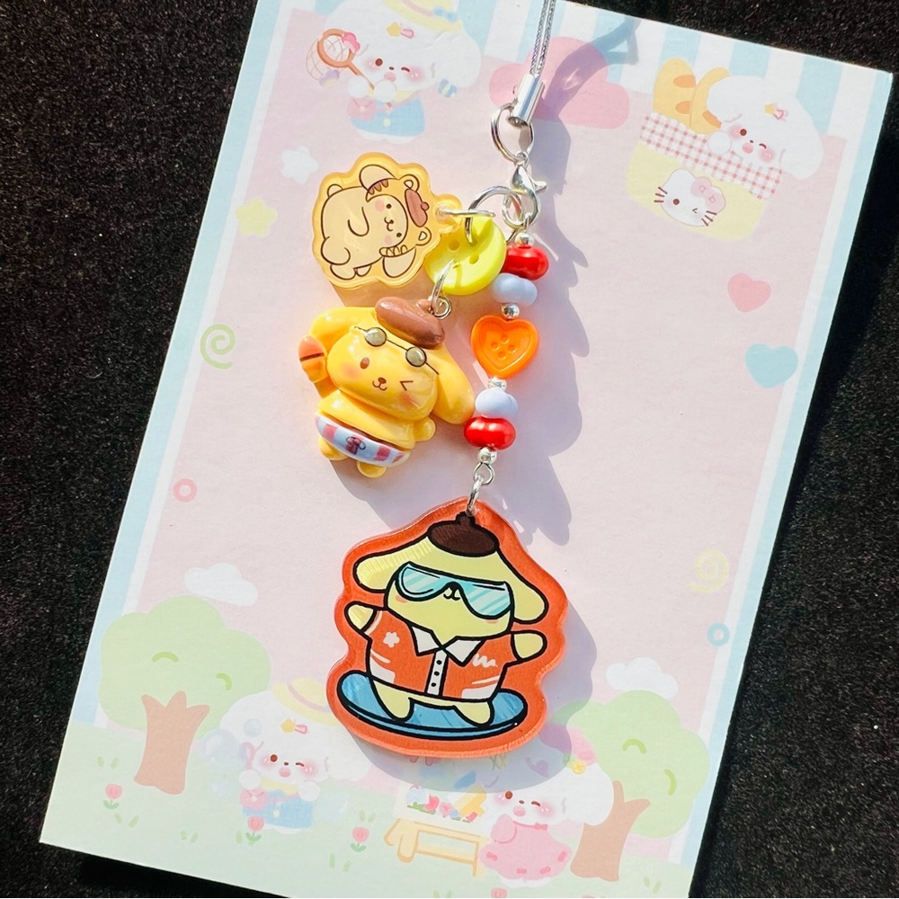 pompompurin double sided acrylic phonecharm phonestrap